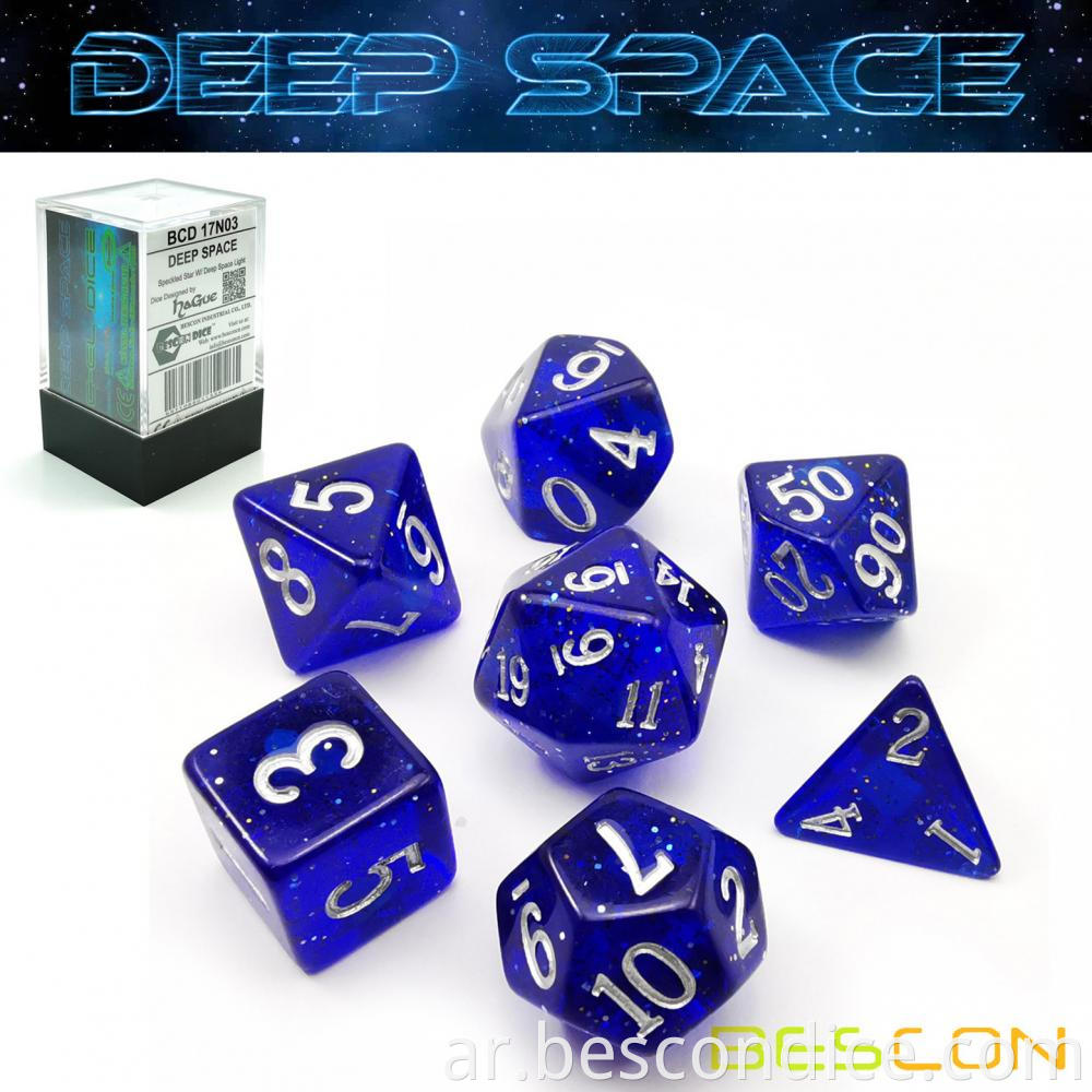 Deep Space Glowing Rpg Polyhedral Dice Set 2
